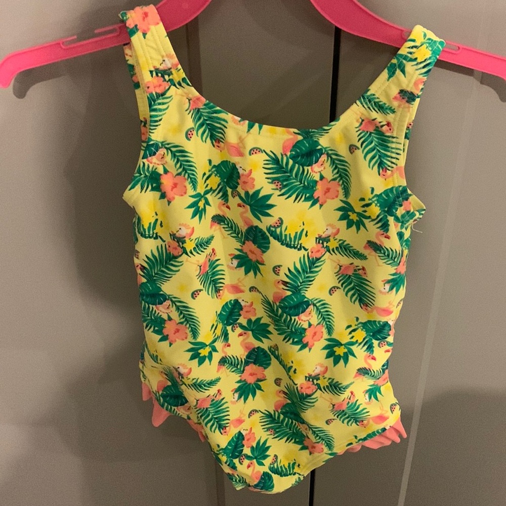 Flamingo & hibiscus flower one piece